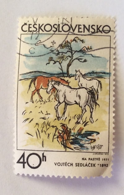 Почтовая марка Чехословакия (Ceskoslovensko ) Pasture, by Vojtěch Sedláček (1971) | Год выпуска 1972 | Код каталога Михеля (Michel) CS 2060-2