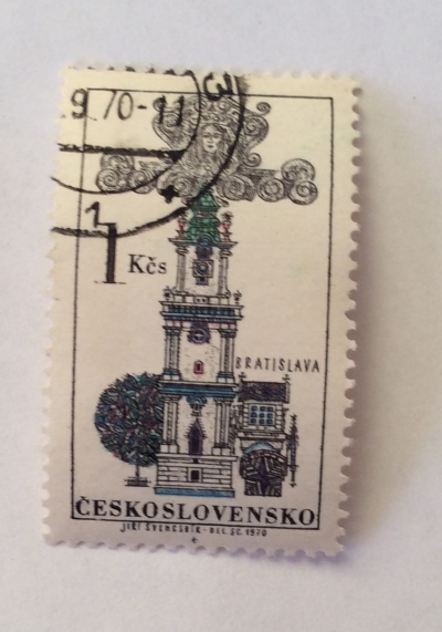 Почтовая марка Чехословакия (Ceskoslovensko ) Townhall tower in Bratislava | Год выпуска 1970 | Код каталога Михеля (Michel) CS 1954-2