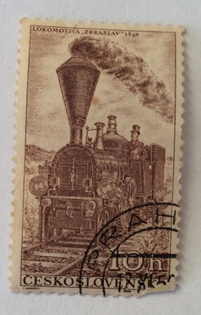 Почтовая марка Чехословакия (Ceskoslovensko ) Locomotive Zbraslav (1846) | Год выпуска 1956 | Код каталога Михеля (Michel) CS 988-2