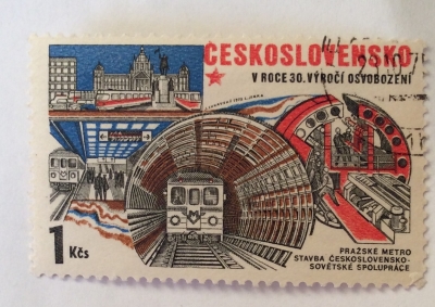 Почтовая марка Чехословакия (Ceskoslovensko ) Construction of Prague subway | Год выпуска 1975 | Код каталога Михеля (Michel) CS 2287