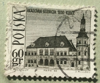 Почтовая марка Польша (Polska) Minning Academy, Kielce | Год выпуска 1966 | Код каталога Михеля (Michel) PL 1709-2