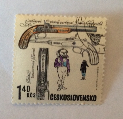 Почтовая марка Чехословакия (Ceskoslovensko ) Duelling pistols, from Lebeda workshop, Prague, c. 1835 | Год выпуска 1969 | Код каталога Михеля (Michel) CS 1858-2