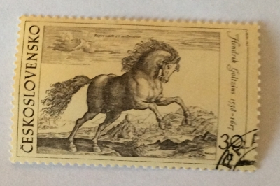 Почтовая марка Чехословакия (Ceskoslovensko ) Prancing Stallion, by Hendrik Goltzius (1578) | Год выпуска 1969 | Код каталога Михеля (Michel) CS 1870