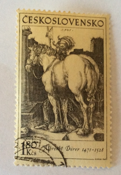 Почтовая марка Чехословакия (Ceskoslovensko ) Horse and Soldier, by Albrecht Durer (1505) | Год выпуска 1969 | Код каталога Михеля (Michel) CS 1873