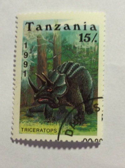 Почтовая марка Танзания (Tanzania) Triceratops | Год выпуска 1991 | Код каталога Михеля (Michel) TZ 855
