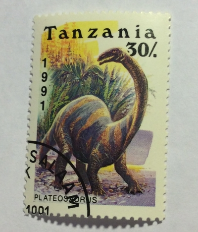 Почтовая марка Танзания (Tanzania) Plateosaurus | Год выпуска 1991 | Код каталога Михеля (Michel) TZ 857