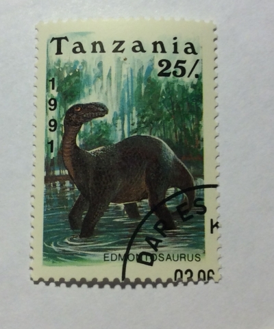 Почтовая марка Танзания (Tanzania) Edmontosaurus | Год выпуска 1991 | Код каталога Михеля (Michel) TZ 856