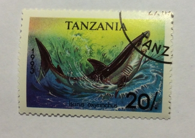 Почтовая марка Танзания (Tanzania) Shortfin Mako (Isurus oxyrinchus) | Год выпуска 1993 | Код каталога Михеля (Michel) TZ 1583