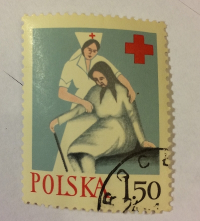 Почтовая марка Польша (Polska) Nurse Helping Old | Год выпуска 1977 | Код каталога Михеля (Michel) PL 2483-2