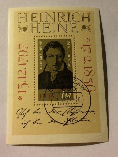 Почтовая марка ГДР (DDR) Heinrich Heine | Год выпуска 1972 | Код каталога Михеля (Michel) DD BL37