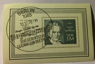 Почтовая марка ГДР (DDR) Ludwig van Beethoven (1770–1827) | Год выпуска 1970 | Код каталога Михеля (Michel) DD BL33
