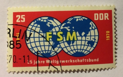 Почтовая марка ГДР (DDR) Globe halves | Год выпуска 1970 | Код каталога Михеля (Michel) DD 1578-2