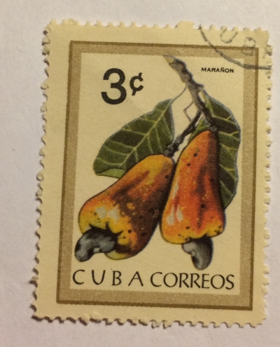 Почтовая марка Куба (Cuba correos) Cashew fruit | Год выпуска 1963 | Код каталога Михеля (Michel) CU 861
