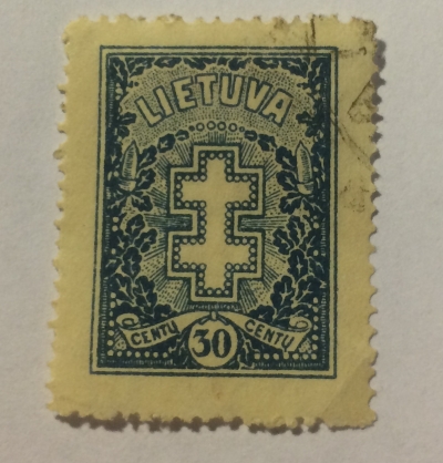 Почтовая марка Литва (Lietuva) Cross and honorary wreath | Год выпуска 1930 | Код каталога Михеля (Michel) LT 292