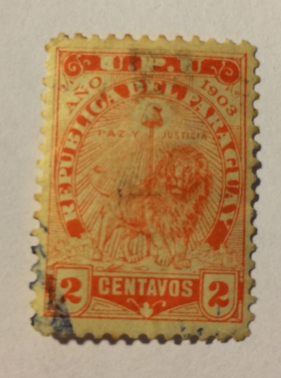 Почтовая марка Парагвай (Republica del Paraguay) Sentinel Lion at Rest | Год выпуска 1906 | Код каталога Михеля (Michel) PY 89