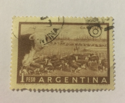 Почтовая марка Аргентина (Argentina correos) Cattle Ranch (Ganaderia) | Год выпуска 1958 | Код каталога Михеля (Michel) AR 624
