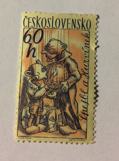 Почтовая марка Чехословакия (Ceskoslovensko ) Spejbl a Hurvínek | Год выпуска 1961 | Код каталога Михеля (Michel) CS 1277