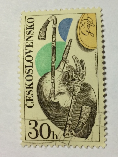 Почтовая марка Чехословакия (Ceskoslovensko ) Bagpipe | Год выпуска 1974 | Код каталога Михеля (Michel) CS 2204-2