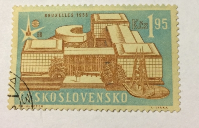 Почтовая марка Чехословакия (Ceskoslovensko ) Czechoslovak Pavilion, Brussels | Год выпуска 1958 | Код каталога Михеля (Michel) CS 1091-2