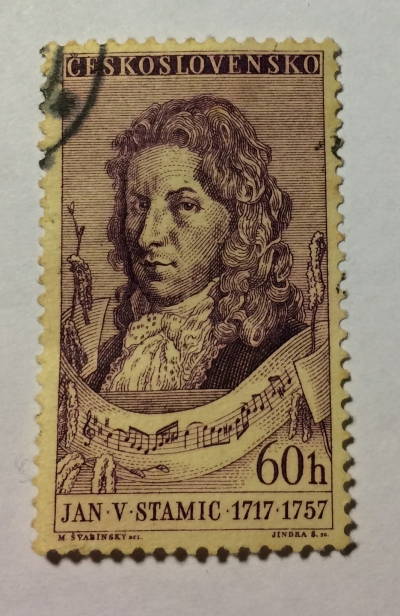 Почтовая марка Чехословакия (Ceskoslovensko) Jan V. Stamic (1717-1757) | Год выпуска 1957 | Код каталога Михеля (Michel) CS 1018-2