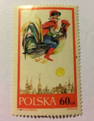 Почтовая марка Венгрия (Magyar Posta) Mr. Twardowski ( man flying on a cock) | Год выпуска 1968 | Код каталога Михеля (Michel) PL 1830