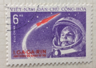 Почтовая марка Вьетнам (Vietnam) First Space Flight - Juri Gagarin | Год выпуска 1961 | Код каталога Михеля (Michel) VN 166