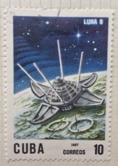 Почтовая марка Куба (Cuba correos) Luna 9 | Год выпуска 1967 | Код каталога Михеля (Michel) CU 1357