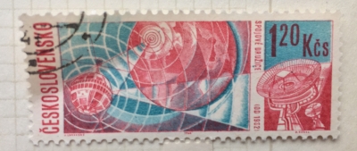 Почтовая марка Чехословакия (Ceskoslovensko ) Telstar, Earth and Tracking Station | Год выпуска 1966 | Код каталога Михеля (Michel) CS 1656