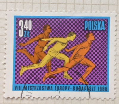 Почтовая марка Польша (Polska) Finish of men's medium distance race | Год выпуска 1966 | Код каталога Михеля (Michel) PL 1685