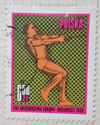 Почтовая марка Польша (Polska) Hammer throw | Год выпуска 1966 | Код каталога Михеля (Michel) PL 1686