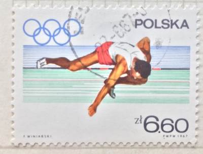 Почтовая марка Польша (Polska) Higth jump | Год выпуска 1967 | Код каталога Михеля (Michel) PL 1767