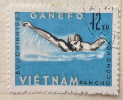 Почтовая марка Вьетнам (Vietnam) Swimming | Год выпуска 1963 | Код каталога Михеля (Michel) VN 284U