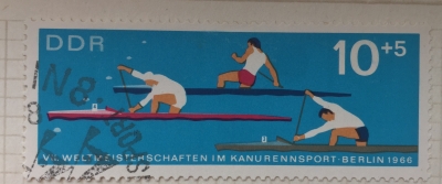 Почтовая марка ГДР (DDR) Men’s single canoe race | Год выпуска 1966 | Код каталога Михеля (Michel) DD 1202