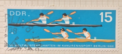 Почтовая марка ГДР (DDR) Women’s Doubles Kayak Race | Год выпуска 1966 | Код каталога Михеля (Michel) DD 1203
