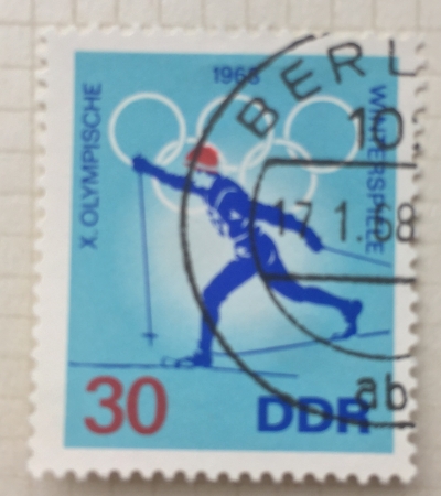 Почтовая марка ГДР (DDR) Cross-Country Skiing | Год выпуска 1968 | Код каталога Михеля (Michel) DD 1340