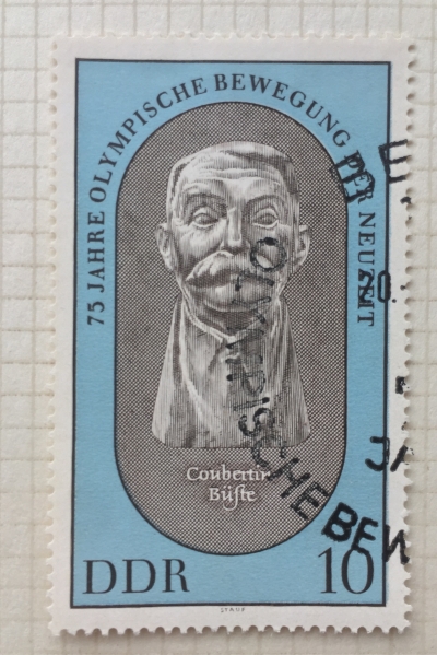 Почтовая марка ГДР (DDR) Coubertin bust | Год выпуска 1969 | Код каталога Михеля (Michel) DD 1489