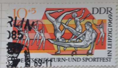 Почтовая марка ГДР (DDR) Gymnastic exercises | Год выпуска 1969 | Код каталога Михеля (Michel) DD 1484