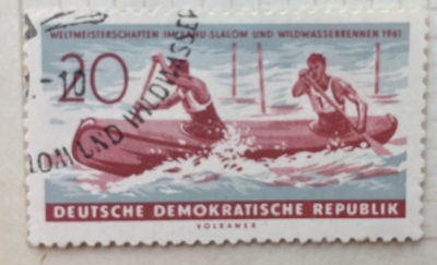 Почтовая марка ГДР (DDR) Two seater canoe | Год выпуска 1961 | Код каталога Михеля (Michel) DD 840