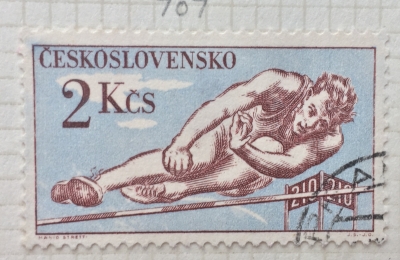 Почтовая марка Чехословакия (Ceskoslovensko ) High jump | Год выпуска 1959 | Код каталога Михеля (Michel) CS 1121