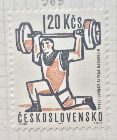 Почтовая марка Чехословакия (Ceskoslovensko ) Weightlifting World Championships, Prague | Год выпуска 1963 | Код каталога Михеля (Michel) CS 1381