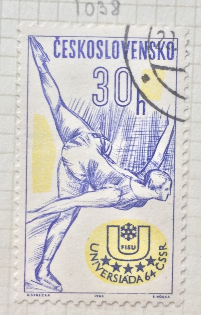 Почтовая марка Чехословакия (Ceskoslovensko ) Figure Skating | Год выпуска 1964 | Код каталога Михеля (Michel) CS 1450