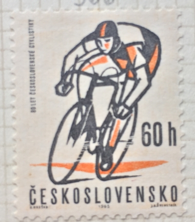 Почтовая марка Чехословакия (Ceskoslovensko ) The 80th Anniversary of Czech Cycling | Год выпуска 1963 | Код каталога Михеля (Michel) CS 1378