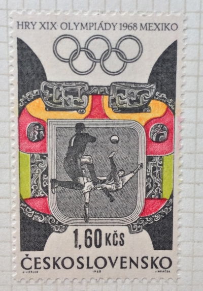 Почтовая марка Чехословакия (Ceskoslovensko ) Football and Ornaments | Год выпуска 1968 | Код каталога Михеля (Michel) CS 1785