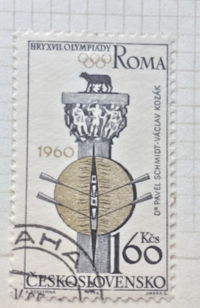 Почтовая марка Чехословакия (Ceskoslovensko ) Rowing (Rome, 1960) | Год выпуска 1965 | Код каталога Михеля (Michel) CS 1527