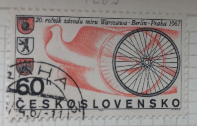 Почтовая марка Чехословакия (Ceskoslovensko ) The 20th Anniversary of the Warsaw-Berlin-Prague Cycling Race | Год выпуска 1967 | Код каталога Михеля (Michel) CS 1702