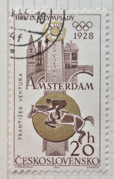Почтовая марка Чехословакия (Ceskoslovensko ) Horse Jumping (Amsterdam, 1928) | Год выпуска 1968 | Код каталога Михеля (Michel) CS 1522