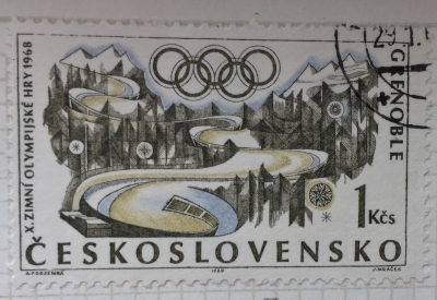 Почтовая марка Чехословакия (Ceskoslovensko ) Bobsleigh Run | Год выпуска 1968 | Код каталога Михеля (Michel) CS 1764