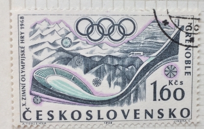 Почтовая марка Чехословакия (Ceskoslovensko ) Ski Jump | Год выпуска 1968 | Код каталога Михеля (Michel) CS 1765