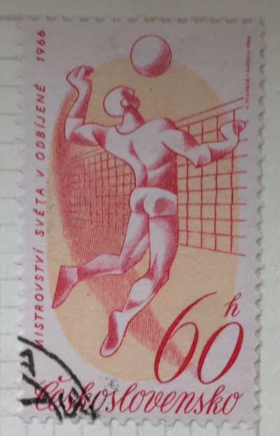 Почтовая марка Чехословакия (Ceskoslovensko ) World Volleyball Championships | Год выпуска 1966 | Код каталога Михеля (Michel) CS 1596