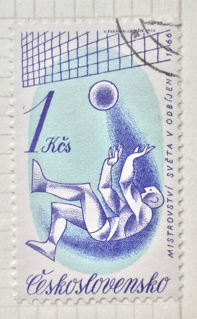 Почтовая марка Чехословакия (Ceskoslovensko ) World Volleyball Championships | Год выпуска 1966 | Код каталога Михеля (Michel) CS 1597